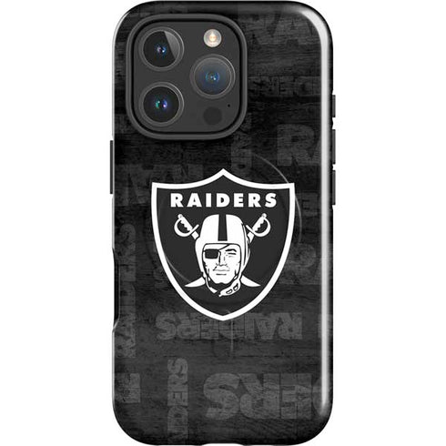 NFL Las Vegas Raiders Black & White iPhone 16 Pro Magsafe Impact Case